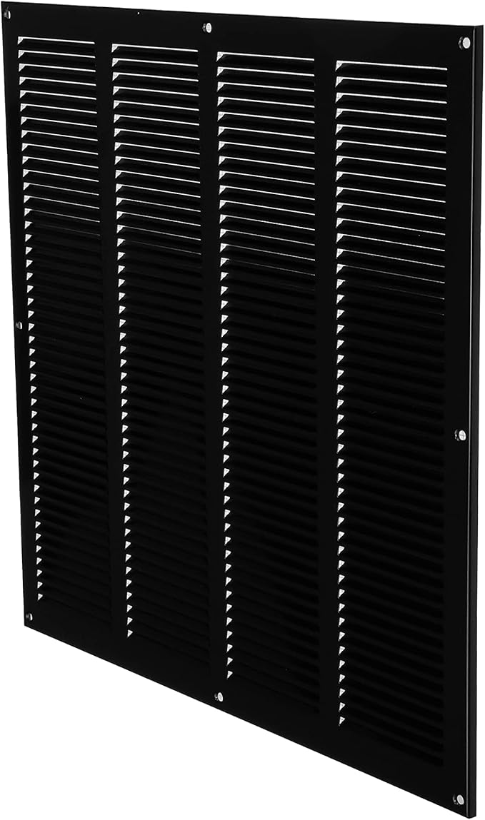 Repa Market Air Vent Cover 16x16 Inch (Outer Dimensions) Black Galvanized Steel Louvered Grill Cover with Mesh Screen/Wall or Ceiling Vent/HVAC Register for Indoor and Outdoor Ventilation