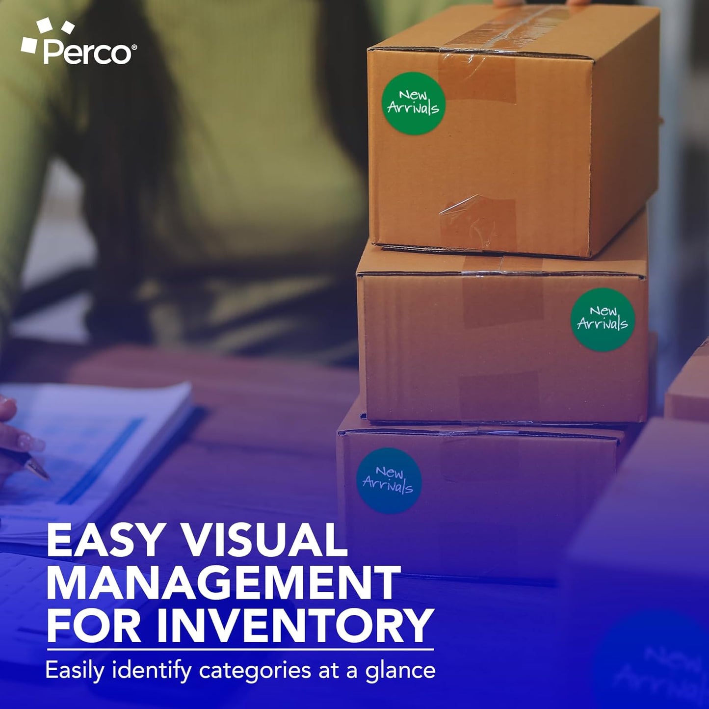 Perco Green 3-Inch Perforated Circle Dot Sticker Labels — 10 Rolls, 5,000 Round Stickers — with Permanent Adhesive for Moving Boxes, Sale Signage, Displays, Status Messaging—Made in USA