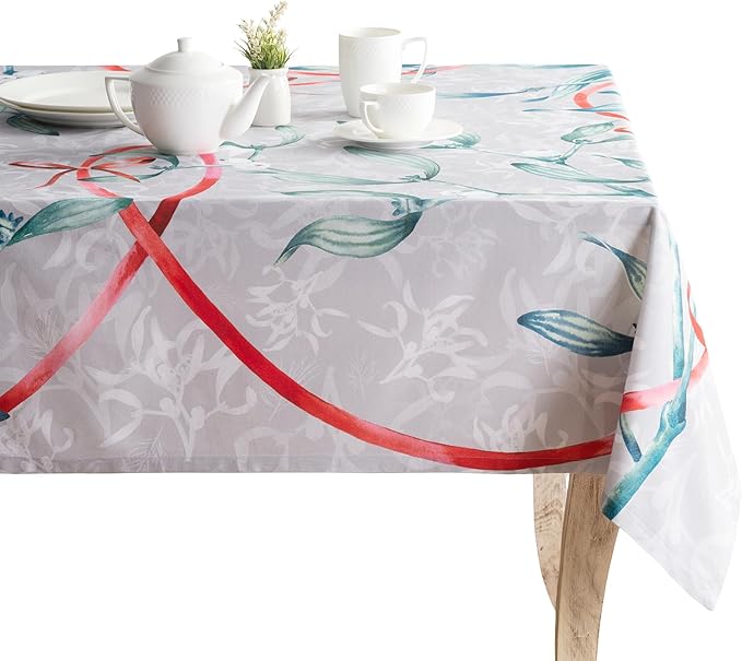 Maison d' Hermine Table Cloth Rectangle Table 100% Cotton 60 x 108 Inches Fall Tablecloth Reusable Everyday Use for Thanksgiving Christmas Decorations Dining Farmhouse Party (Enora)