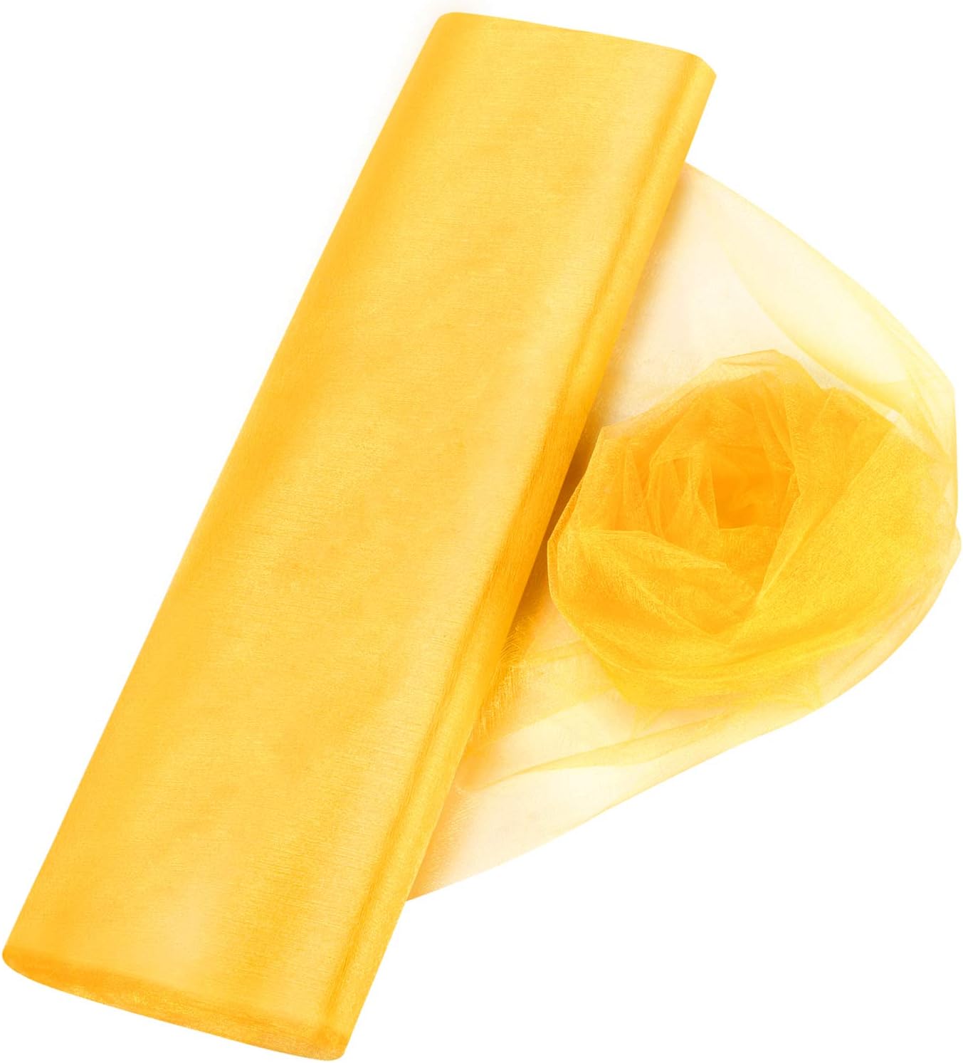 Crystal Organza Tulle Sheer Fabric Backdrop Curtains for Wedding Baby Shower Birthday Party Event Decor, 19” by 30 Yard (Gold)