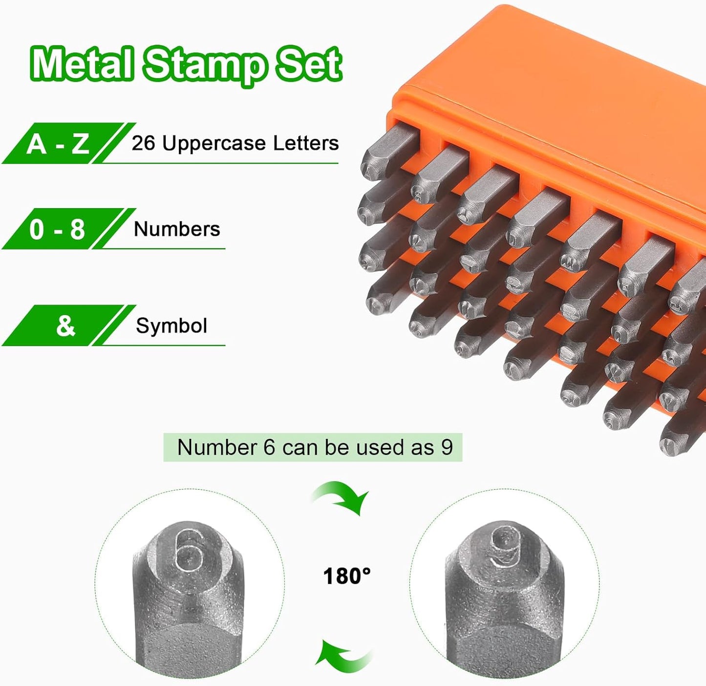 HARFINGTON 36pcs Metal Stamping Kit 1/8" (3mm) Steel Uppercase Letter and Number Punch Set (A-Z / 0-8 / "&" Symbol) Punch Press Tool with Case for Imprinting Metal Plastic Wood Leather