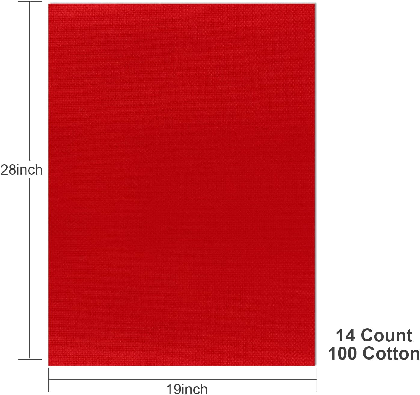 Aida Cloth 14 Count Cross Stitch Fabric,19×28inch (14CT, Red)