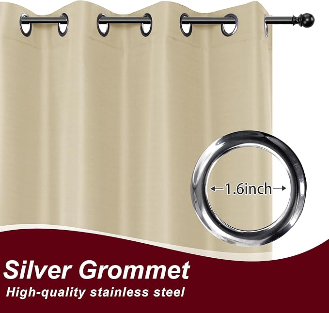 HolidayIdeas Grommet Outdoor Curtains for Patio Waterproof 8 Pcs All Weather Balcony Outside Curtains for Apartments, Gazebo, Pergolas, Porch, 54x95 Inch, Cream