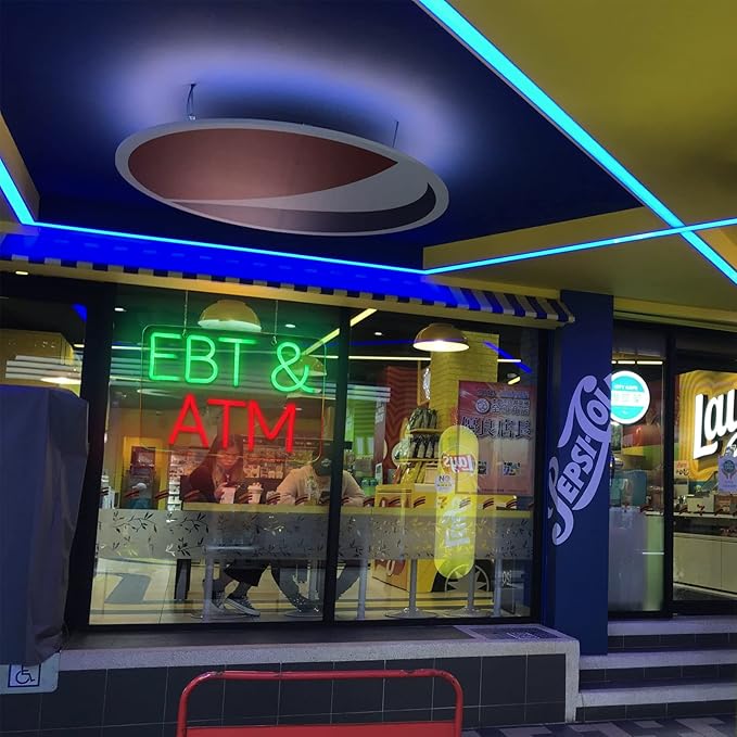 JFLLamp EBT&ATM Neon Signs for Wall Decor Neon Lights for Business Led Signs Suitable for Convenience Stores Supermarkets restaurant Office Bar Pub 5V Power Adapter 17.3 * 10.2 Inch(Green+ Red)