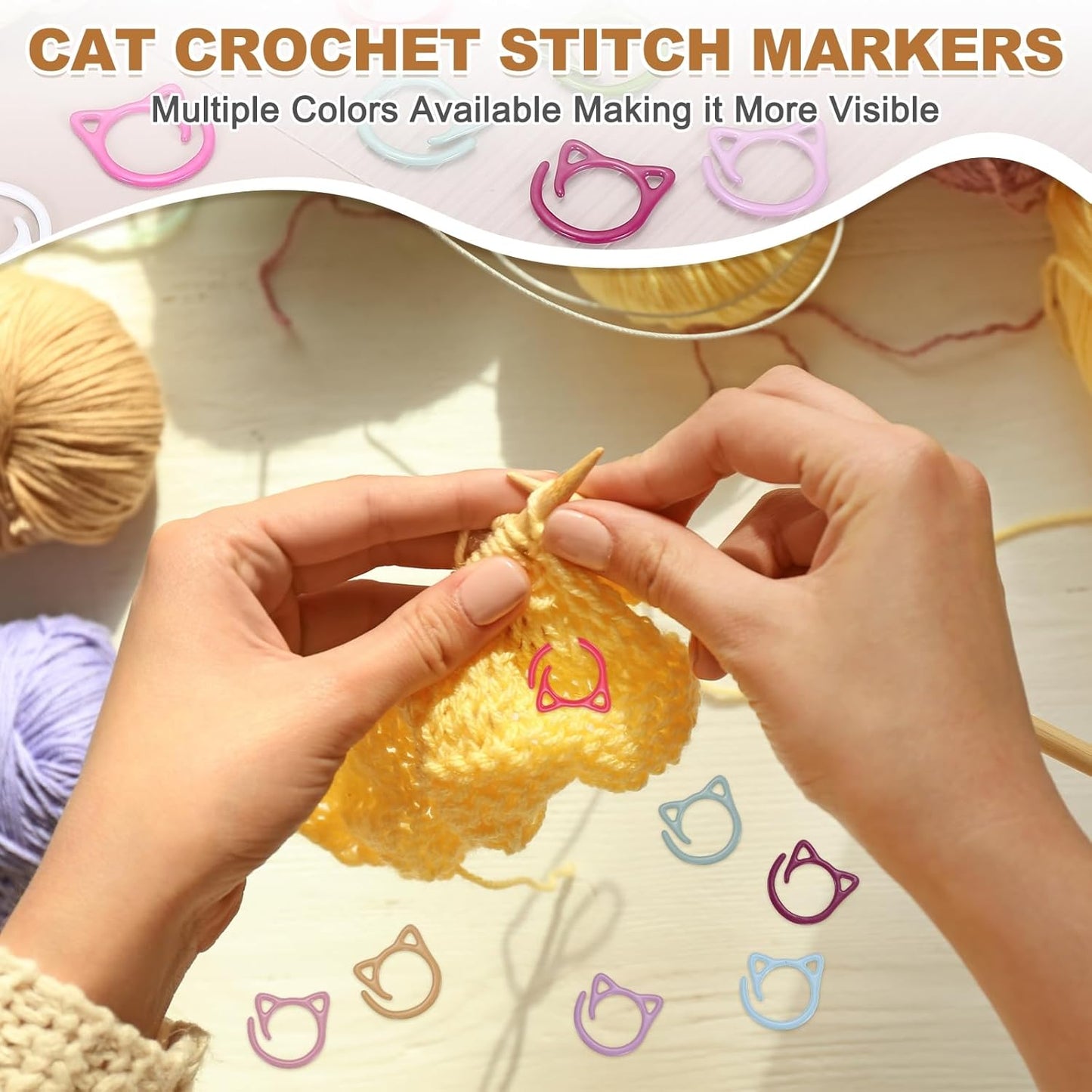 PATIKIL Cat Crochet Stitch Markers, 12 Pack Stitch Marker for Knitting Crocheting Supplies Cute Metal Spiral Knit Clip Ring Counters for Crochet Yarn DIY Crafts, Black