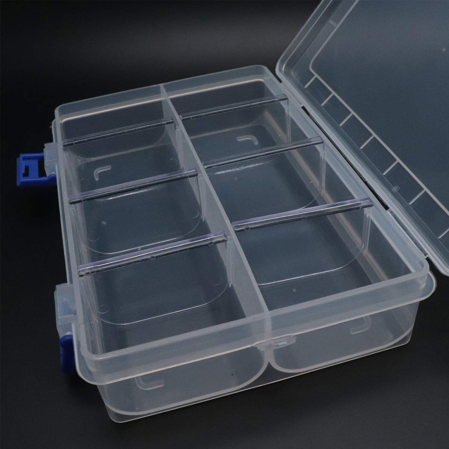 Xiaoyztan Clear Plastic Organizer, 8 Grids with Adjustable Dividers, Jewelry Box Bead Storage Container for Small Parts, Fishing Tackle, DIY Crafts, and Earrings