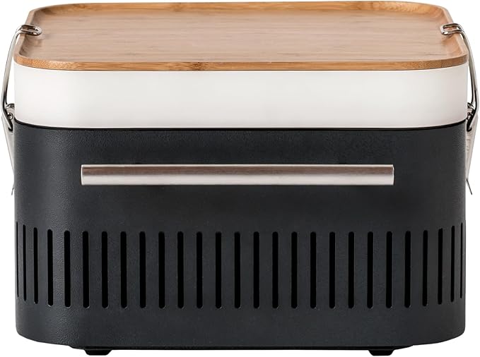 Everdure CUBE Portable Charcoal Grill, Tabletop BBQ, Perfect Tailgate, Beach, Patio, or Camping Grill, Lightweight & Compact Small Grill with Preparation Board & Food Storage Tray, Graphite