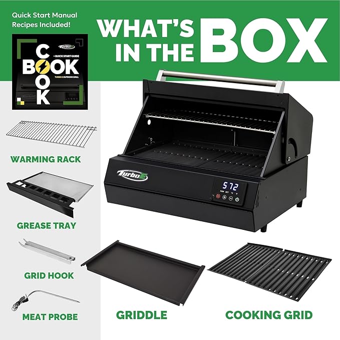 Turbo E XL Electric Grill, 1700W Infrared, Warming Rack and Probe, Apartment Friendly