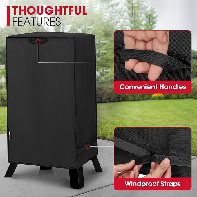 Unicook 30 Inch Electric Smoker Cover for Masterbuilt, Heavy Duty Waterproof Vertical Smoker BBQ Grill Cover, All Weather Resistant, 18" W x 17" D x 33" H
