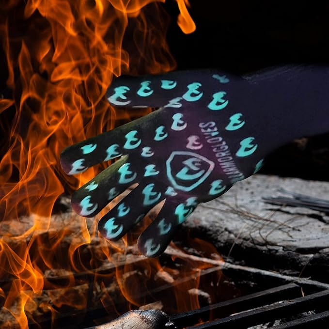 Grill Armor Oven Gloves – 932°F Heat, Fire & Cut Resistant Mitts for BBQ, Grill, Cooking, Grilling, Baking, Smoker & Fire Pit