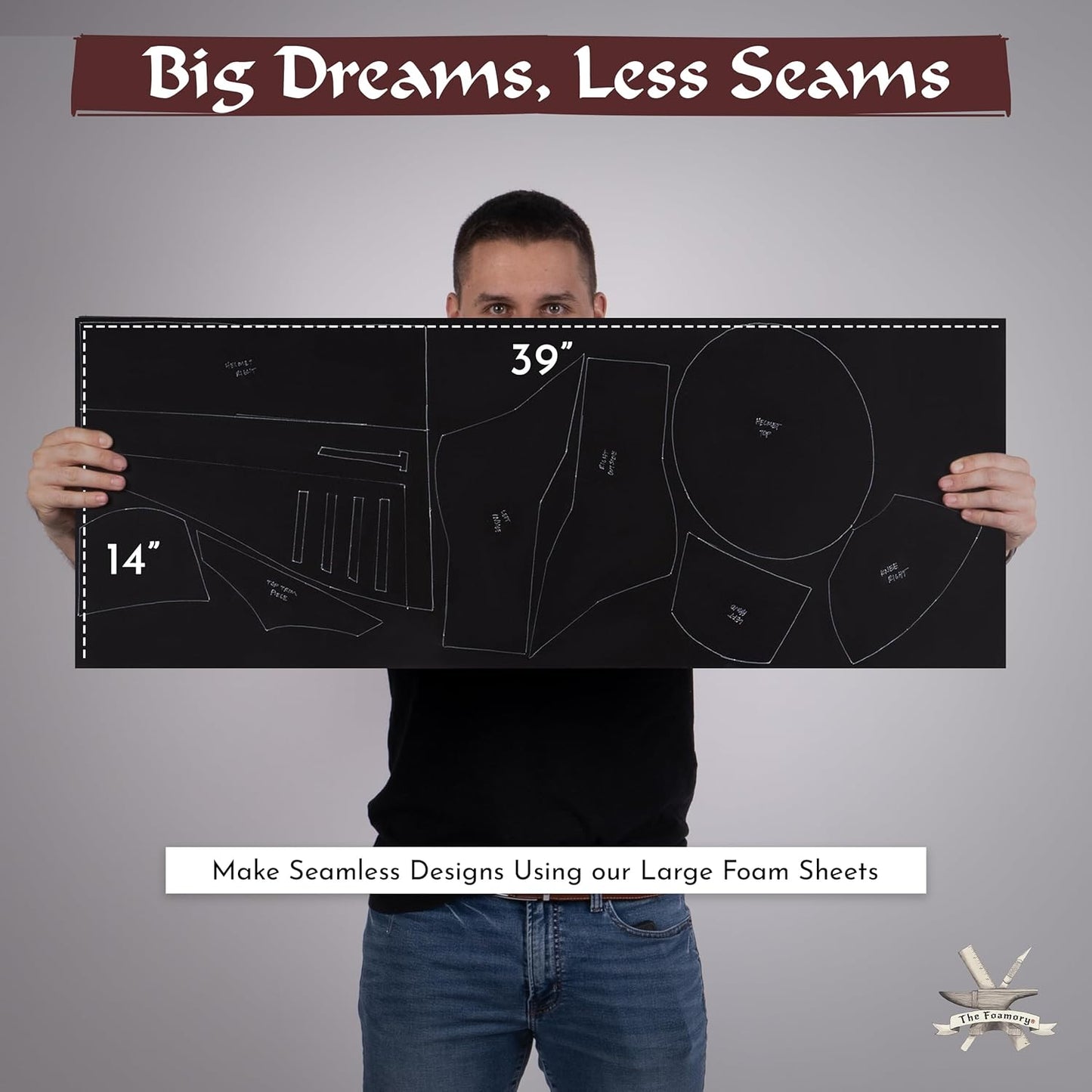 Shape Retention EVA Cosplay Foam 8mm (1mm-10mm) 14x39 inch Black or White High Density EVA Foam Sheets. Premium 85 kg/m3 Heat Shape Material for DIY Convention or Halloween Costumes by The Foamory