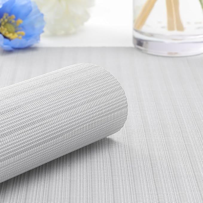 Myir JUN Table Runner, Vinyl Table Runner Indoor 55 Inch Long Arbitrarily Cropped Runner for Table Non-Slip Heatproof for Home Party (White Smoke, 12 x 72 inch)