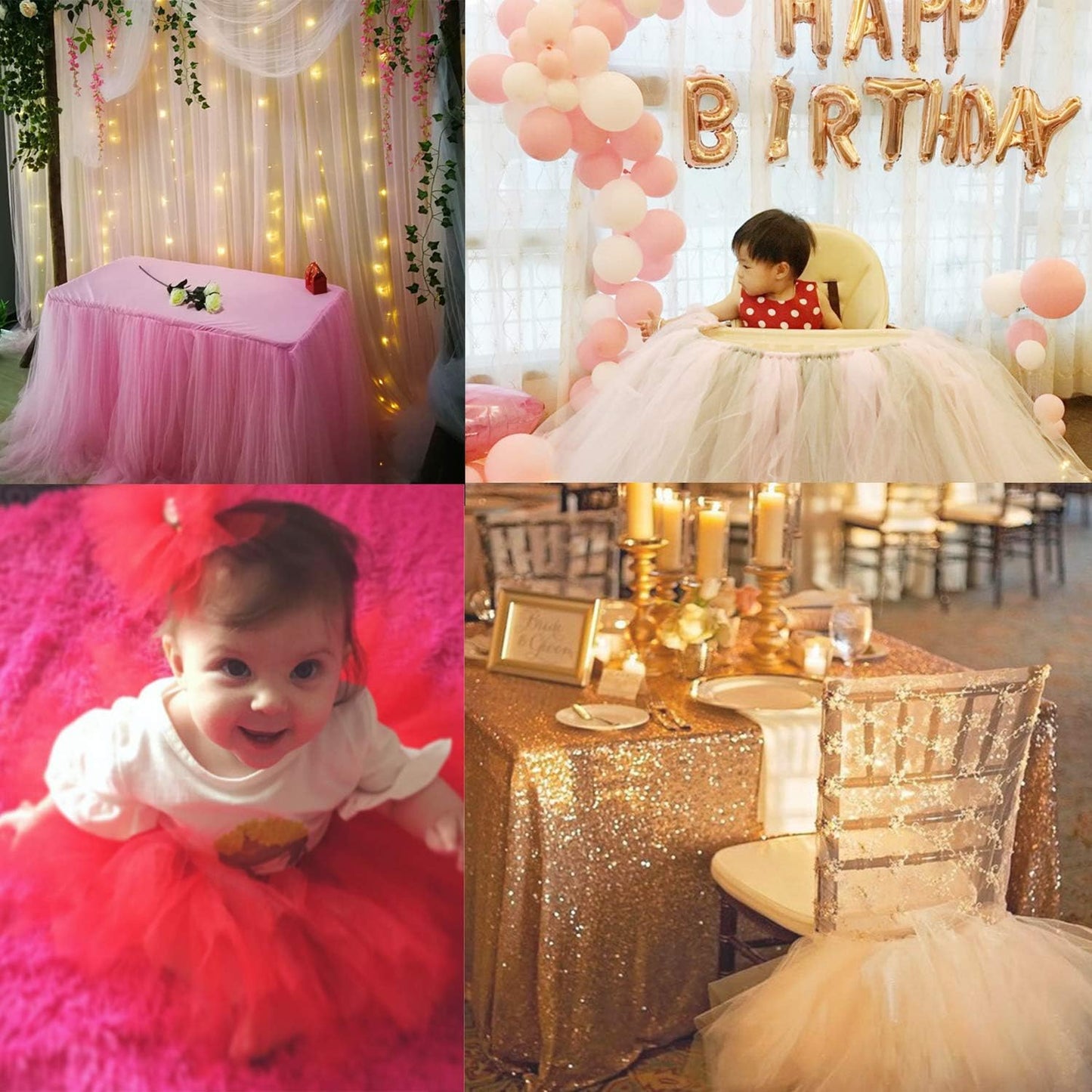 Crystal Organza Tulle Sheer Fabric Backdrop Curtains for Wedding Baby Shower Birthday Party Event Decor, 19” by 30 Yard (Rose)