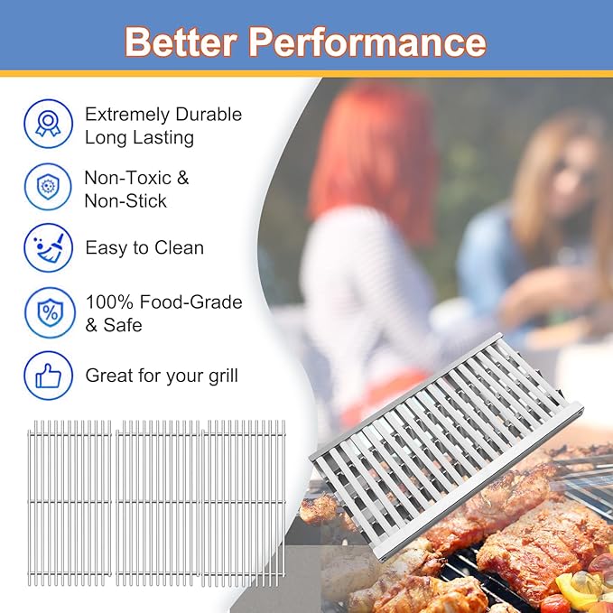 92911 DCS Radiant Tray with Ceramic Rod, 20 1/2” Stainless Steel Grill Grates Replacement for DCS 27DBQR, BGA36-BQARL/BQARN, BGA48-BQARL/BQARN, BFG-30G, 3 Pack DCS Grill Parts 54801