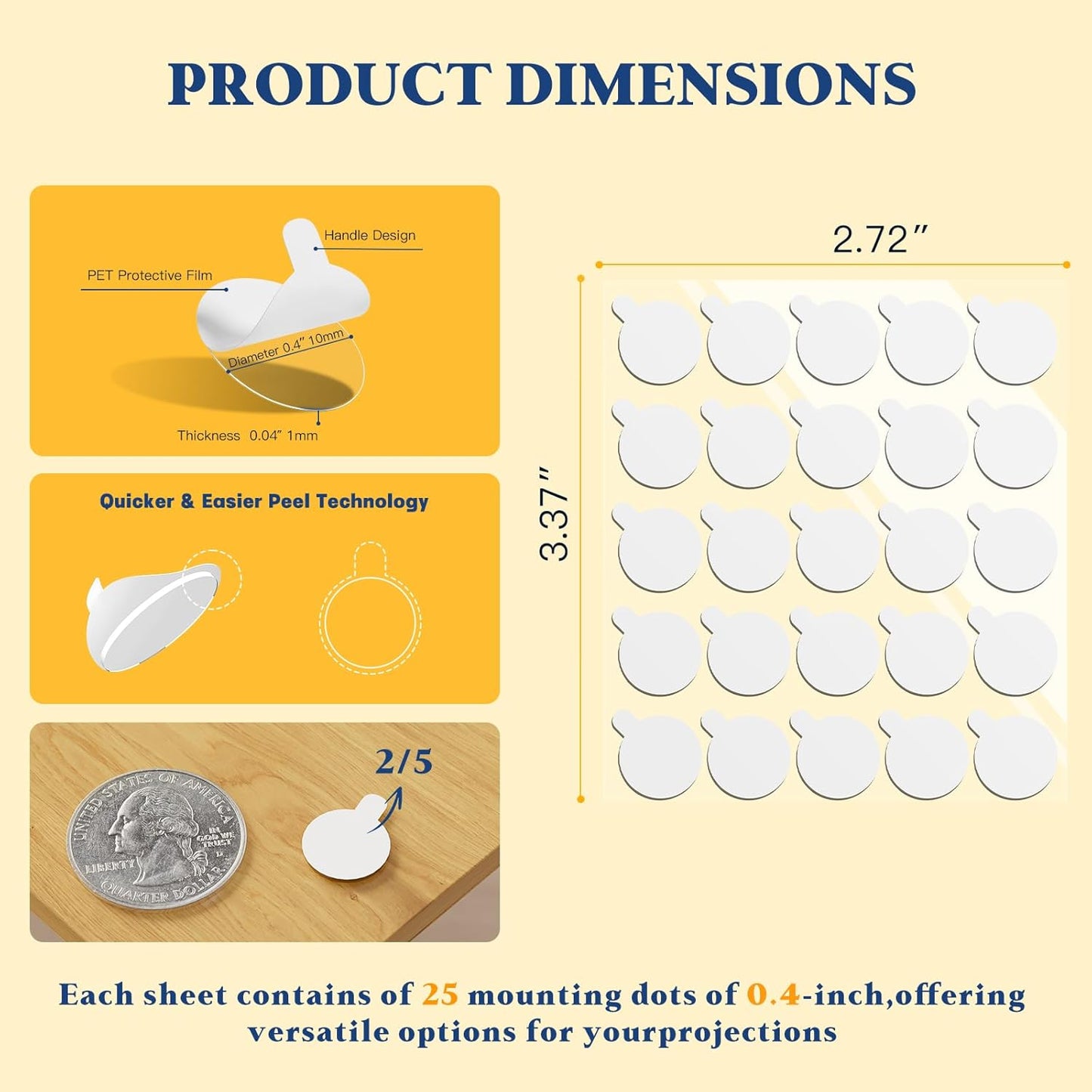 Adhesive Dots Double Sided– 100pcs Waterproof Small Sticky Tack Putty, Clear Removable Wall Sticky for Crafts, Posters, Balloons Festival Decoration Picture