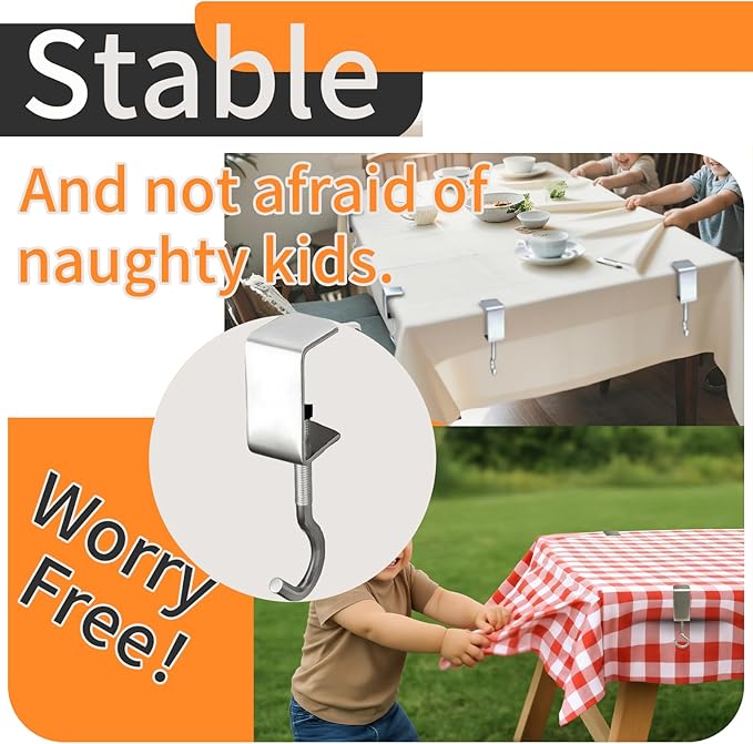 6 Packs Adjustable Tablecloth Clips - Heavy Duty Picnic Table Clips, Windproof Steel Table Cloth Cover Clamps Table Cloth Holders for Restaurant Picnics Marquees Weddings Graduation Party (small)