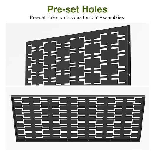 Casaphoria 72" H x 47" W Metal Outdoor Privacy Screen, Freestanding Decorative Divider for Patio, Deck, Balcony, and Garden with Stable Base, Black Brick
