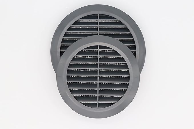 Graphite/Gray 5" Inch Round Ventilation Grille with Insect mesh. (Duct 5Ø / Grille 6Ø) Ventilation Applications. Indoor and Outdoor Vent Cover. Available 3 Sizes / 4 Colors.
