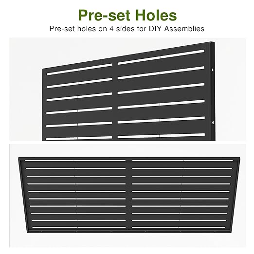 Casaphoria Metal Privacy Screen Outdoor, 72" H x 47" W Freestanding Decorative Privacy Screen for Patio Deck Balcony Garden with Stable Base, Black-Louvered