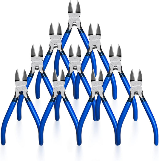 Wire Cutters 10 Pack, KAIHAOWIN 6 inch Dikes Small Wire Cutters Flush Cutters Wire Snips Clippers Diagonal Cutters Side Cutters Cutting Pliers for Crafting