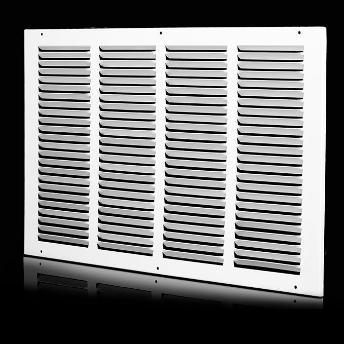 20x12 Return Air Grille (Duct Opening Size), Air Return Vent Cover, AC Vent Cover, Cold Air Return Vent Cover, Flat Return Air Grilles, Outer Dimensions:21.75"W x 13.75"H (20"W x 12"H, Duct Opening)