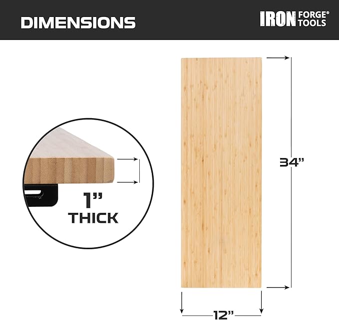 Iron Forge Tools 34x12 Wood Folding Grill Shelf Accessory - Compatible with Traeger Grill Ironwood, Ironwood XL, Timberline, & Timberline XL Models with PAL Pop and Lock Accessories Mount