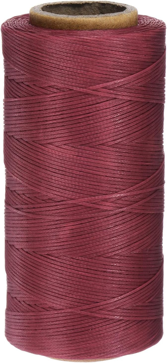uxcell Leather Sewing Waxed Thread, 284 Yards / 260m 0.8mm 150D Flat Polyester All-Purpose Threads for Leather Crafts, Bookbinding, Wine Red