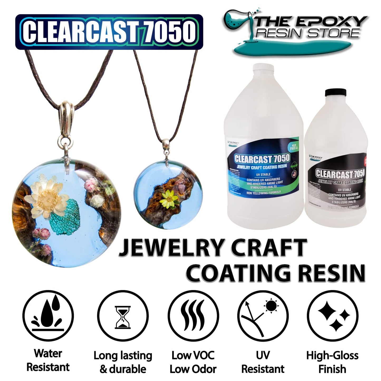 The Epoxy Resin Store Clearcast 7050 UV Resisting Jewelry Craft 2 Part Resin Kit for Art and Decorative Applications, 1.5 Gallons
