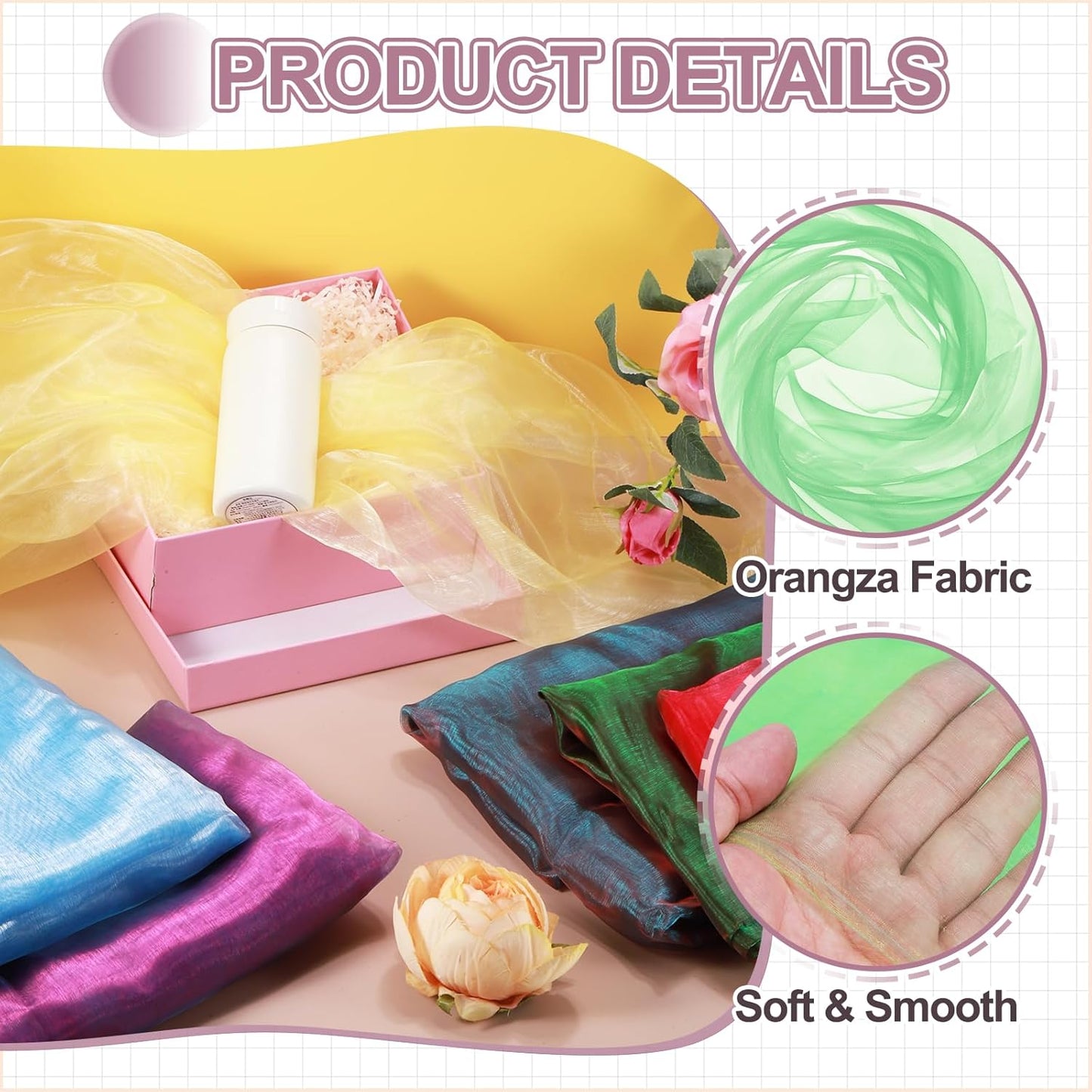 MECCANIXITY Iridescent Sheer Organza Fabric, 10 Yards x 59 Inches Solid Holographic Shiny Fabric Organza Cloth for Wedding, Curtains, Costume, Photo Background, Gradient Green Yellow