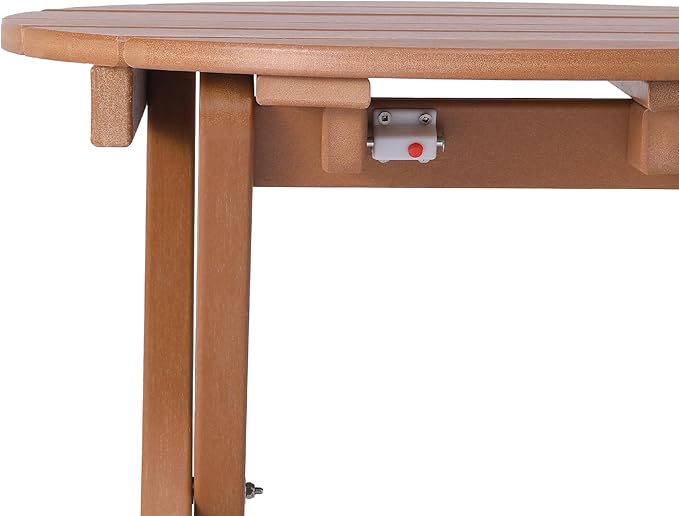 Costaelm Paradise HDPE Outdoor 24.5 Inch Round Portable Folding Patio Dining Table, Teak