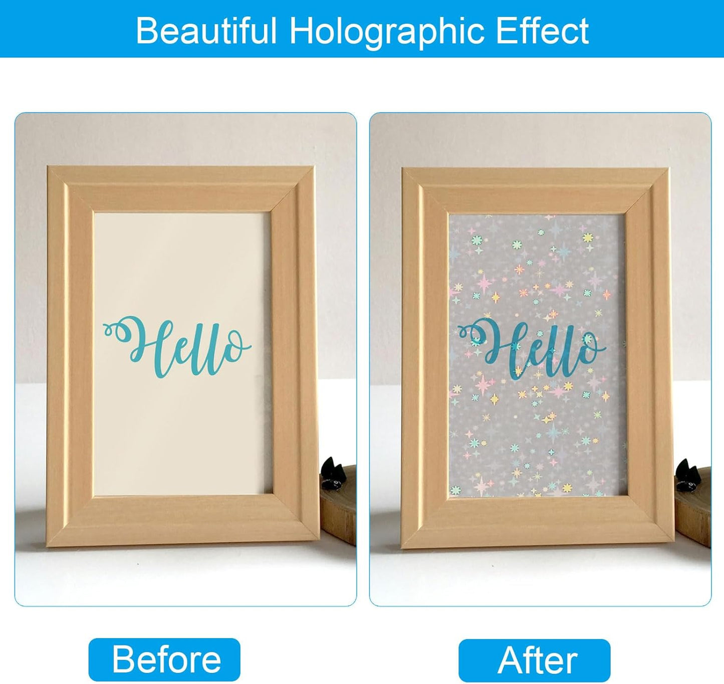 PATIKIL 11.7x8.3" Holographic Sticker Paper, 10Sheets A4 Polypropylene Self-adhesive Transparent Waterproof Laminate Overlay Film for Photo Cards Scrapbook Decorations, Starlight