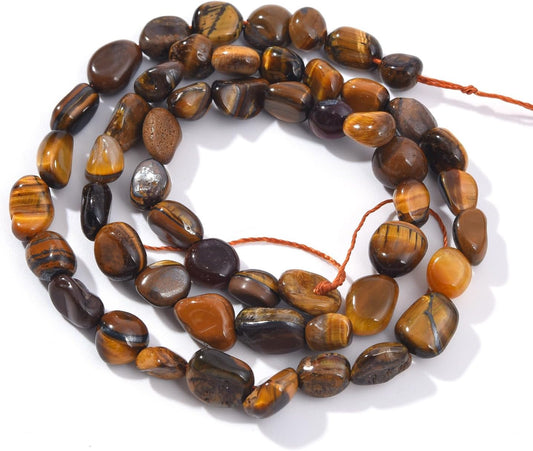 Yellow Tiger Eye Pebble Nugget Oval Free Tumbled Stone 6-8mm Natural Gemstone Loose Beads Approx 15.5 inch for DIY Jewelry Making