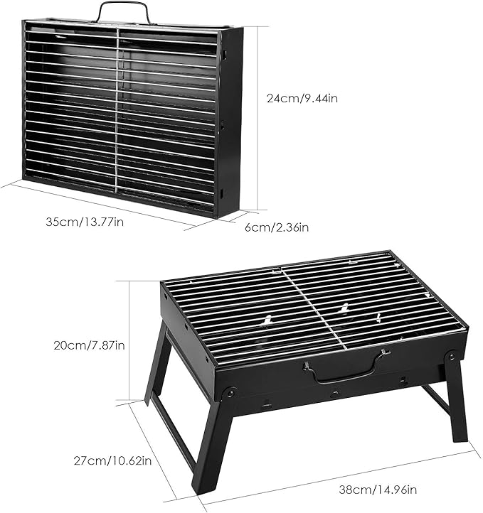Folding Portable Barbecue Charcoal Grill, Barbecue Desk Tabletop Outdoor Stainless Steel Smoker BBQ for Outdoor Cooking Camping Picnics Beach (M1)