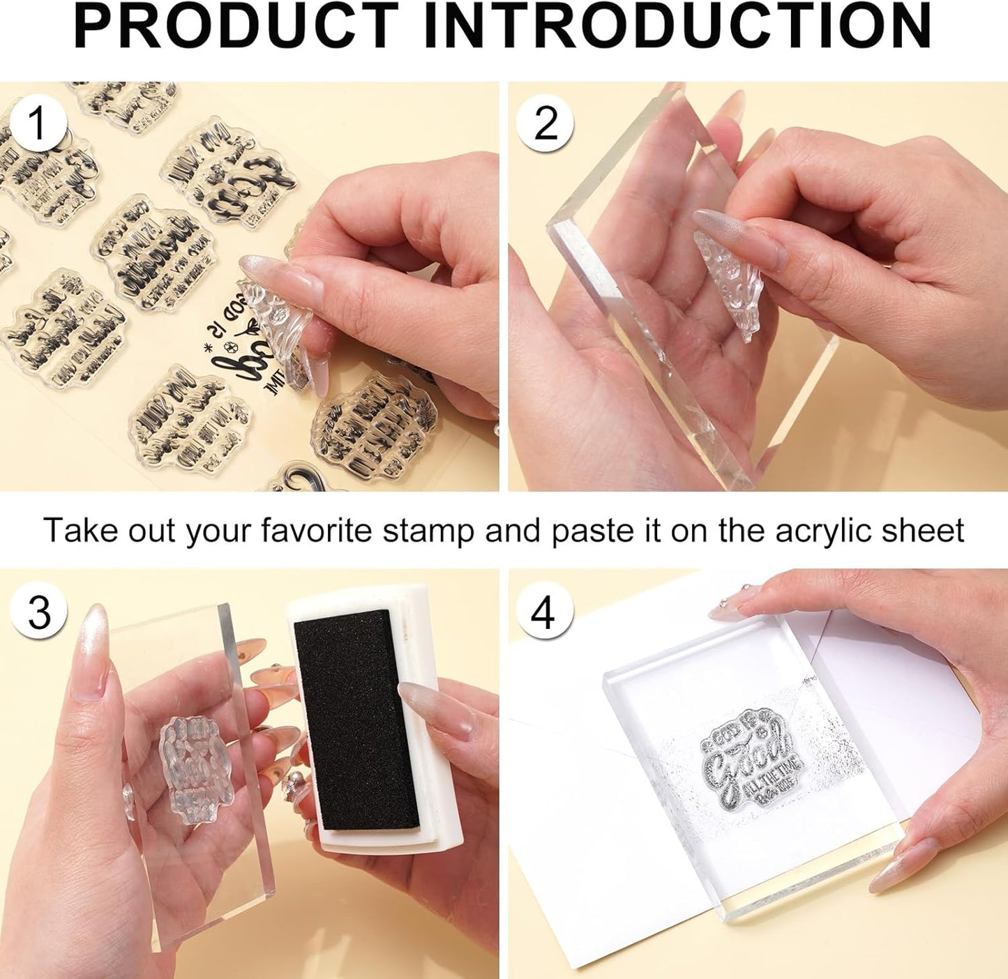 Whaline 4 Sheet Bible Verse Words Clear Stamps Christian God Jesus Silicone Transparent Stamps Border Stamp Cards for DIY Craft Card Making Scrapbooking Embossing Album Decor