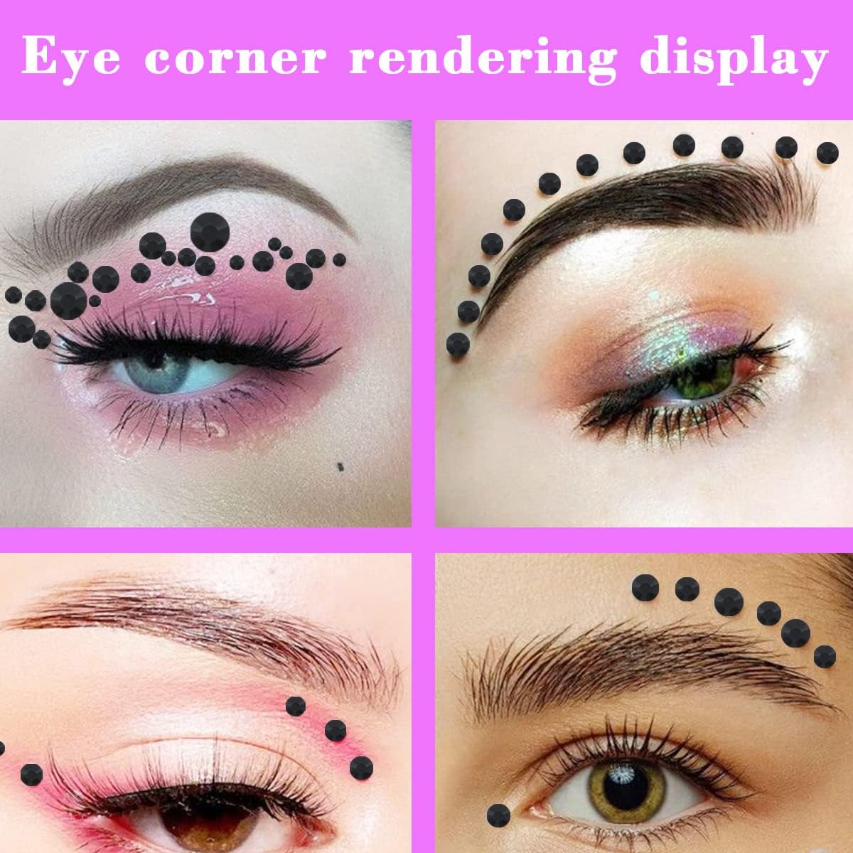 1799pcs Self Adhesive Face Gems Stickers, Hair Gems Rhinestones Stickers, Bling Jewels for Makeup, Crafts, Home Decor Scrapbooking Embellishments, 4 Sizes 3mm/4mm/5mm/6mm(Black Rhinestones)