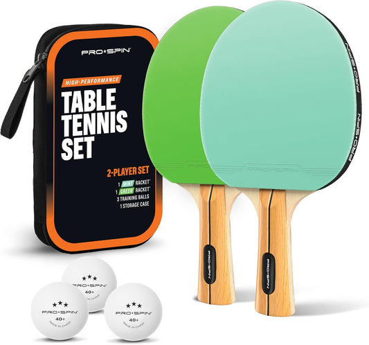 PRO SPIN Ping Pong Paddles - High-Performance Set with Premium Table Tennis Rackets, 3-Star Ping Pong Balls, Compact Storage Case | Professional Quality Ping Pong Paddle Set | Indoor & Outdoor Games