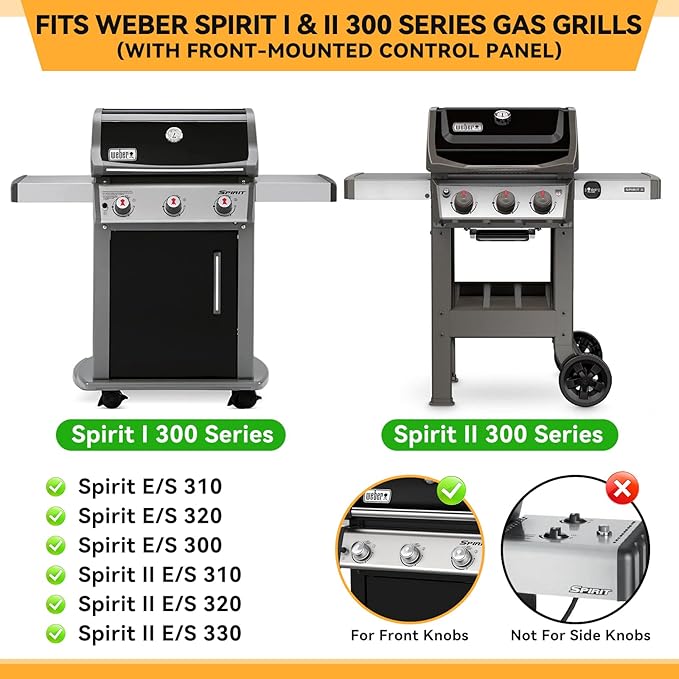 15.3 inch Flavorizer Bars for Weber Spirit Grill Parts Spirit I & Spirit II E310 E320 E330 S310 S320 S330 Gas Grills with Front Control Knob, 5 PCS 7636 Stainless Steel Flavor Bars