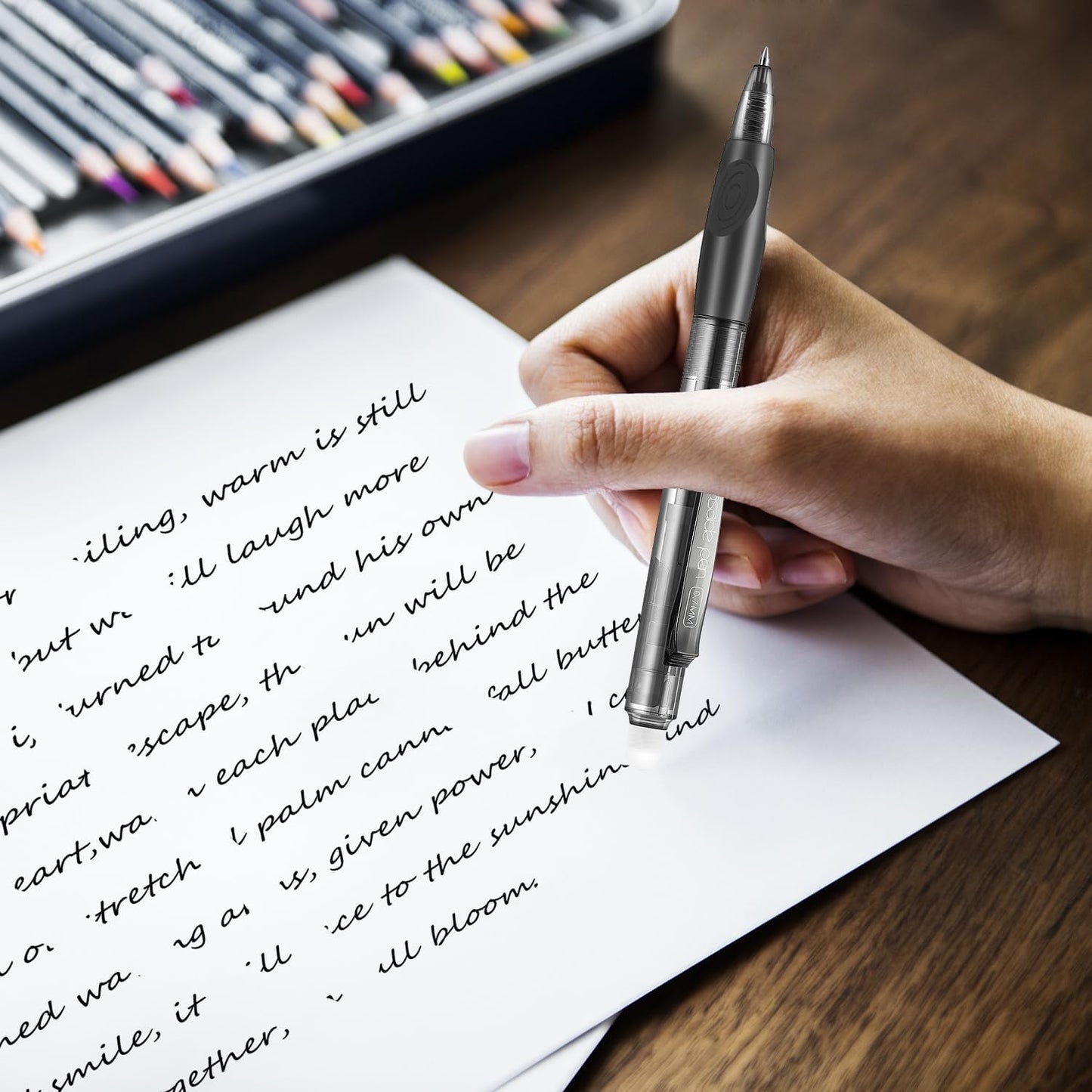 Aozora Erasable Pens Click Fine Point 0.7 mm Retractable Erasable Gel Pens for Completing Sudoku and Crossword Puzzles 12 Pack (Black＆Blue)