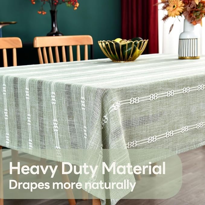 Heavy Duty Cotton Table Cloth for Rectangle Table Sage Green Rectangular Farmhouse Vintage Tablecloth Washable Rustic Table Cover (Sage Green, Rectangle, 52''x 86'', 6-8 Seats)