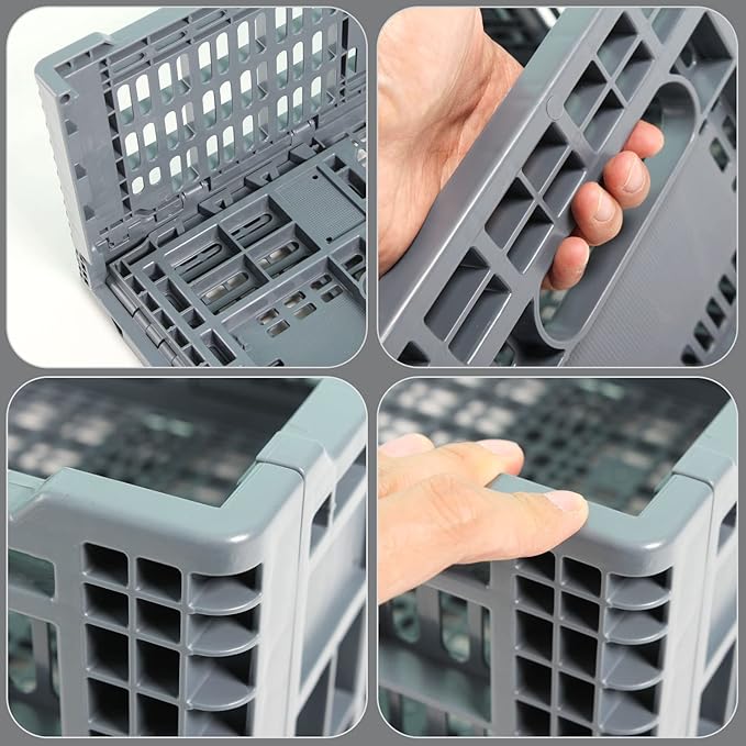 Collapsible Storage Bin/Containe， Transfer box,crate Transit storage of various items (Gray 23.6" L x 15.7" W x 8.6" H-two)