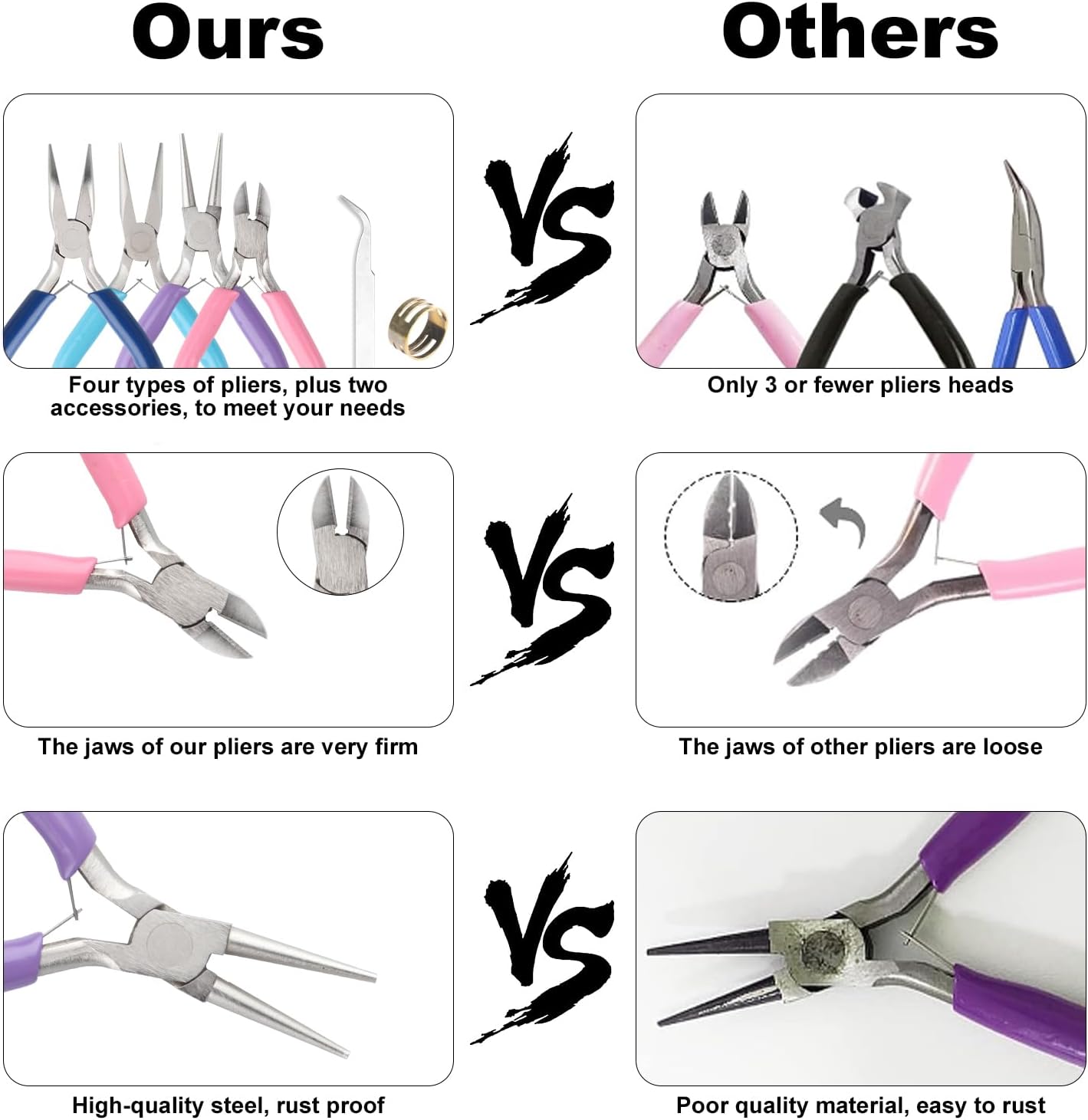 4 Pack Jewelry Making Pliers Tools Set, Jewelry Making Needle Nose Chain Nose Round Bent Pliers Wire Cutter for Bracelet Beading DIY Craft Jewelry Making Supplies