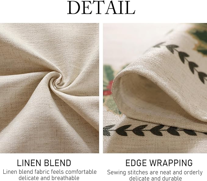 ISAENNE Designer Christmas Linen Extra Long Rectangle Tablecloth,Light Beige Western Table Cloth,Wrinkle Resistant Decor Tablecloths for Dining Thanksgiving Kitchen Christmas,67"*118"-Carol G