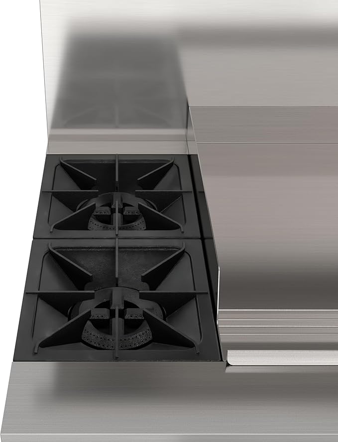 KoolMore 60 in. Double Oven Commercial Cooking Range with 48 in. Griddle and 2 Burners, ETL Listed in Stainless-Steel (KM-CRG482-NG)