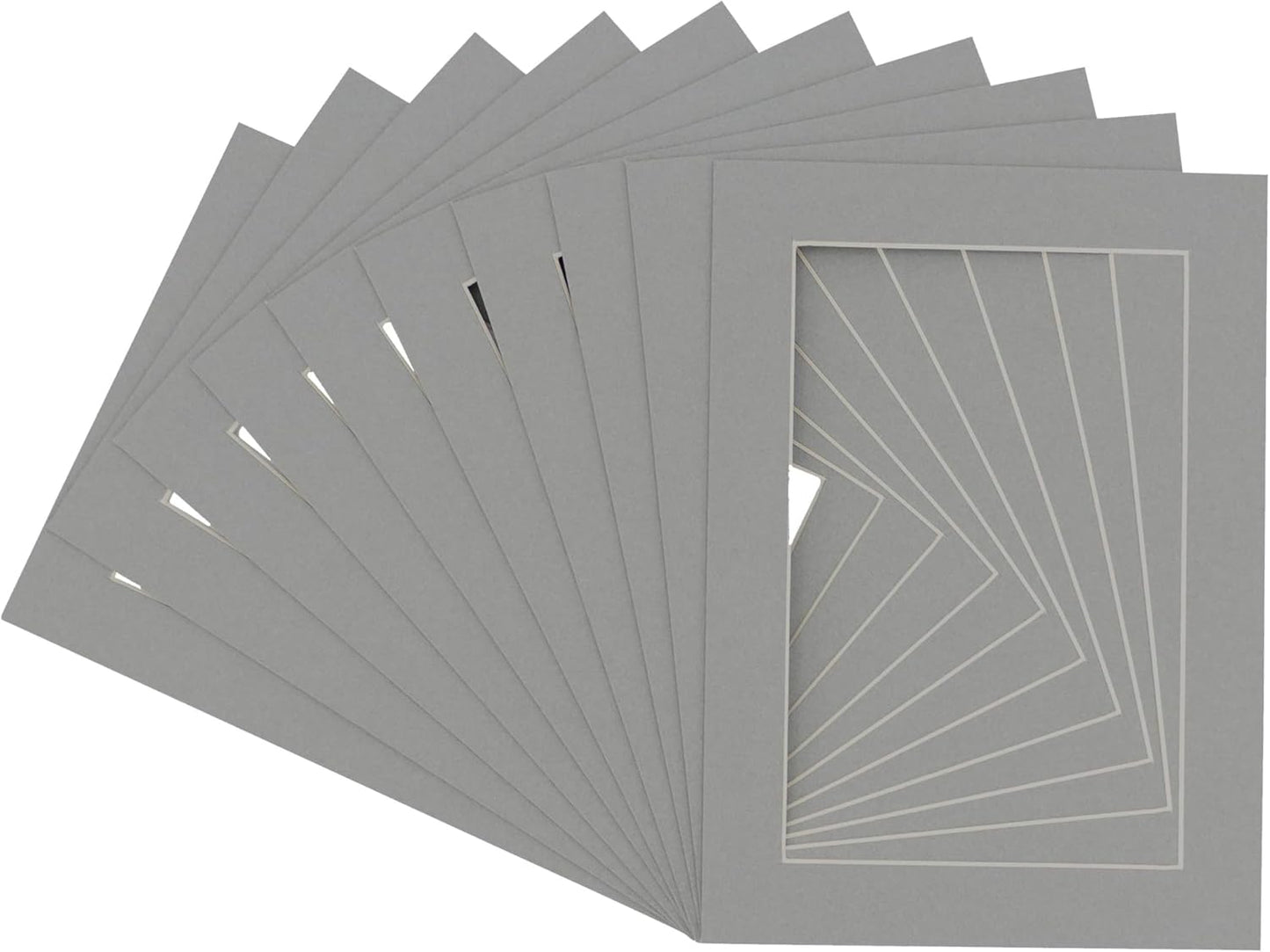 11x14 Mat for 8.5x11 Photo - Precut Mid Grey Picture Matboard for Frames Measuring 11 x 14 Inches - Bevel Cut Matte to Display Art Measuring 8.5 x 11 Inches - Acid Free Pack of TEN MATS