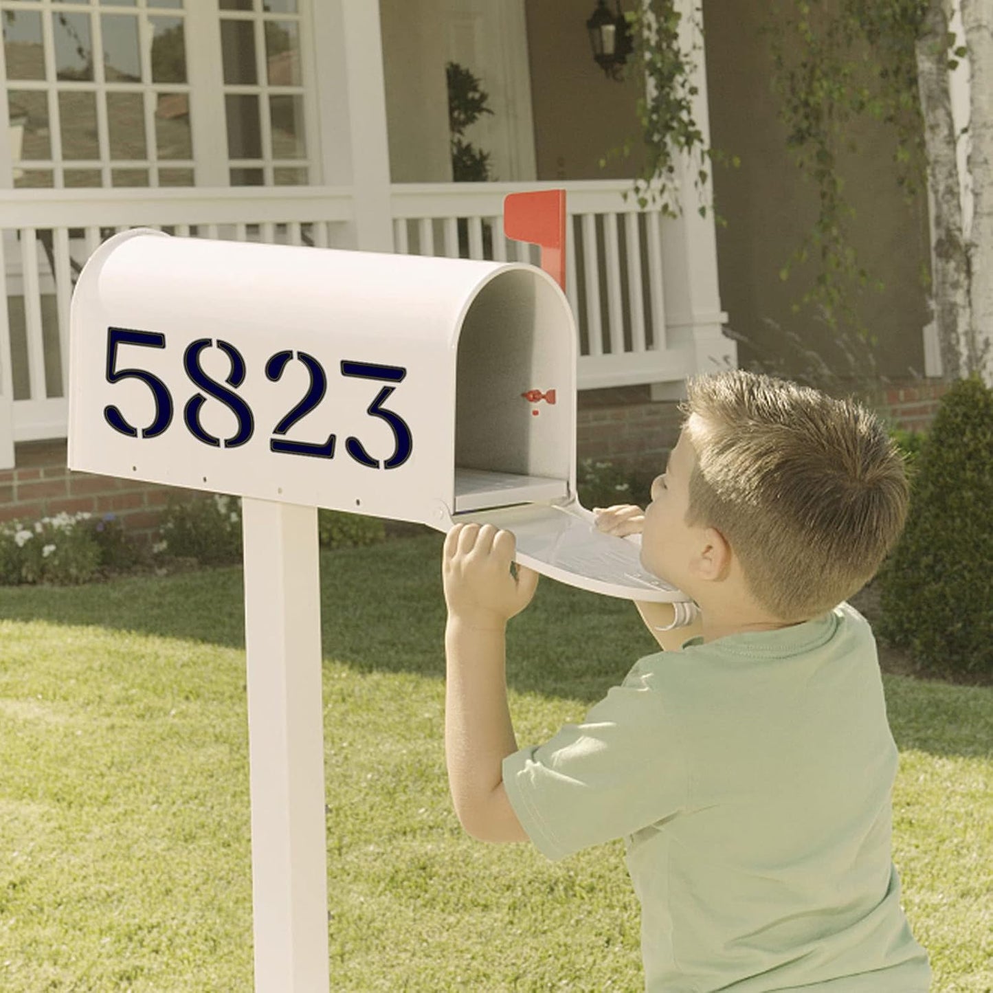 YEAJON 5 Inch Curb Stencil Kit 0-9 Address Number Stencils, 20Pcs Reusable 14 Mil Mylar Plastic Templates for Painting on Road, Wall, Wood, Mailbox