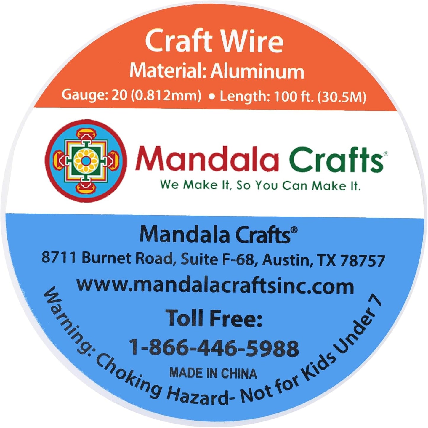 Mandala Crafts 20 Gauge Anodized Aluminum Craft Wire for Jewelry Making - 100 FT Colored Flexible Raspberry Wire - Bendable for Bonsai Armature Crafting Sculpting