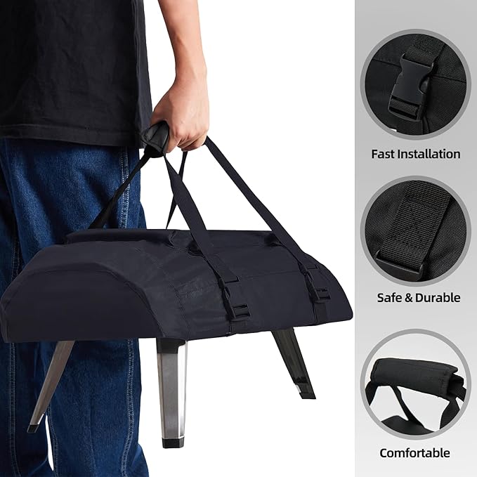 NOELIFE Waterproof Cover for Ooni Koda 12 Pizza Oven, Accessories for Ooni 12, Pizza Maker Carry Cover with Top Pocket for Attachments, with Straps in the Bottom for Fixation (Oven Not Included)