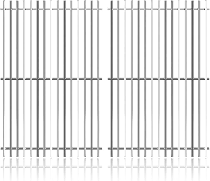 19.5" Solid Stainless Steel Cooking Grill Grates Replacement for Weber Genesis E and S Series 300 E310 E320 S310 S320 Gas Grills, Cooking Grate Grid for Weber 7524 7528, Set of 2