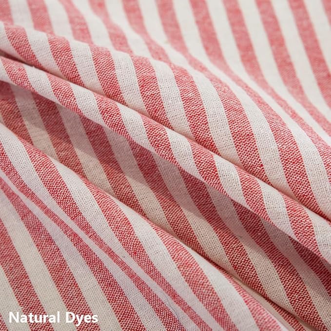 TruDelve Cotton Square Tablecloth 70 x 70 Red and White Striped Cloth Tablecloths Outdoor Table Cloth for Picnic Table Cover (Red,70"x70",Square)