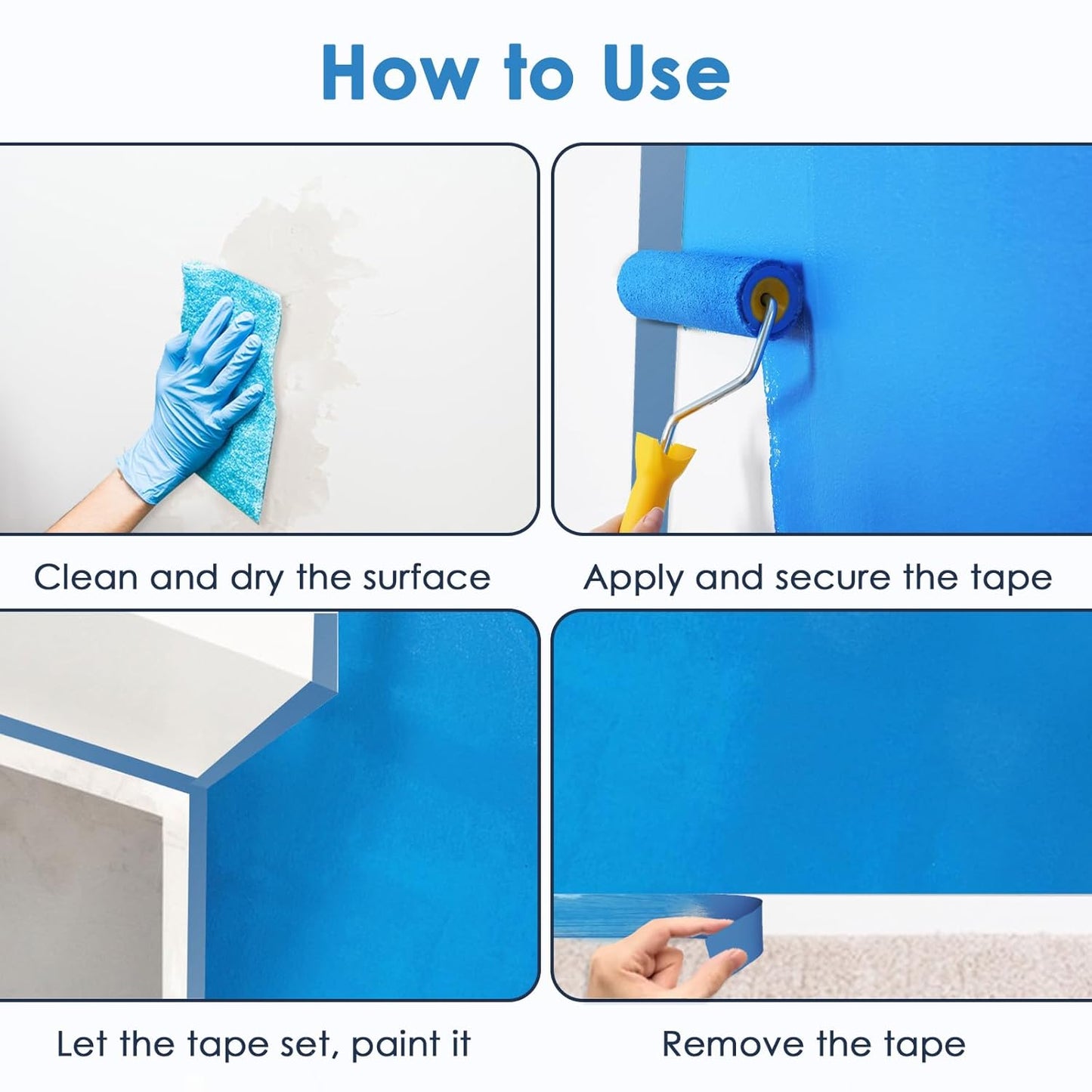 Blue Painters Tape 2 Inch Wide Bulk, 24 Roll Painting Tape Blue Masking Tape for Painting Wall DIY Edge, Paint 1.88 Inch 55 Yards X 24 Rolls 1320 Total Yards